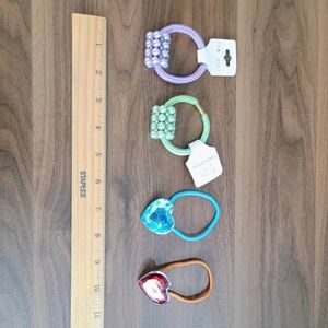 4 Hair Ties Set - Purple, Green, Blue, Red